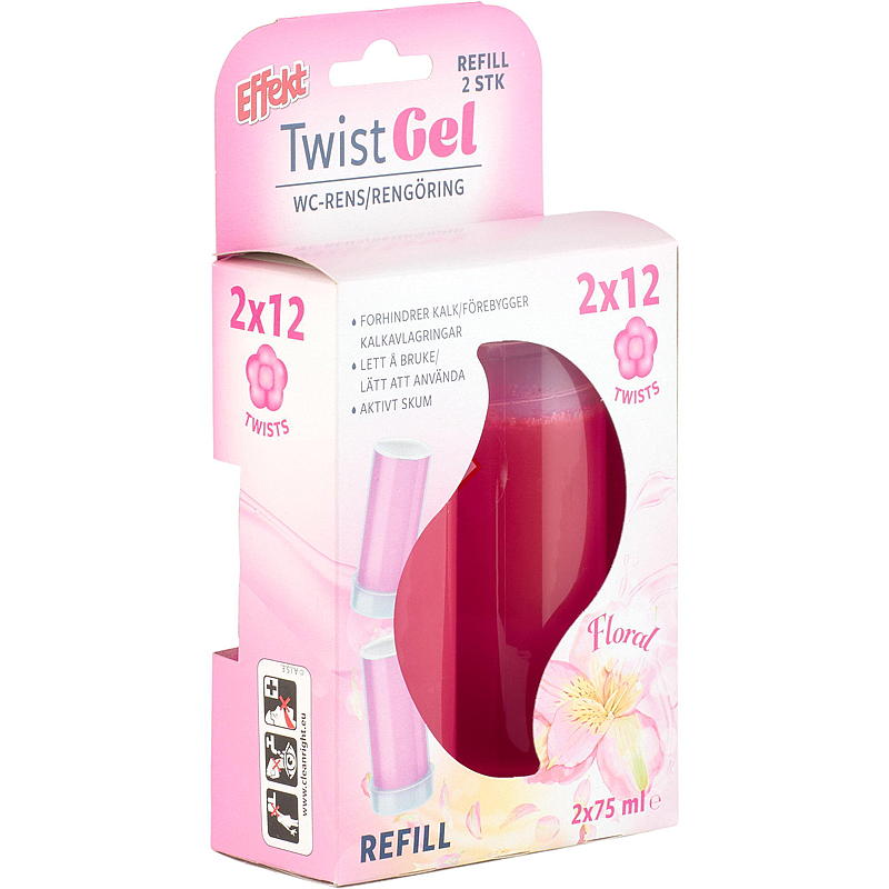 Effekt WC-rengöring Twist gel 2 st refill blommig effekt