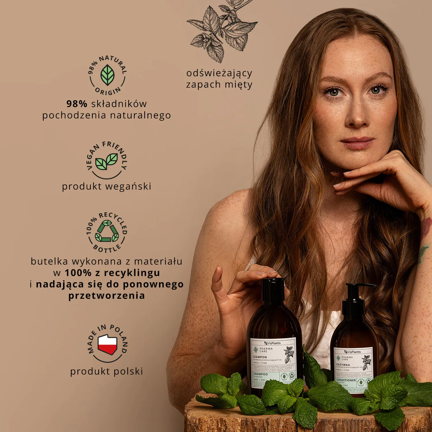 Vis Plantis Pharma Care Mięta + Cynk Odżywka do włosów przetłuszczających się