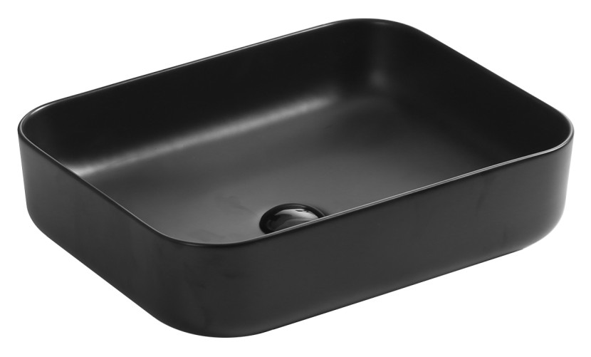 Umywalka Nablatowa Ceramiczna Prostokątna Czarna Quadro