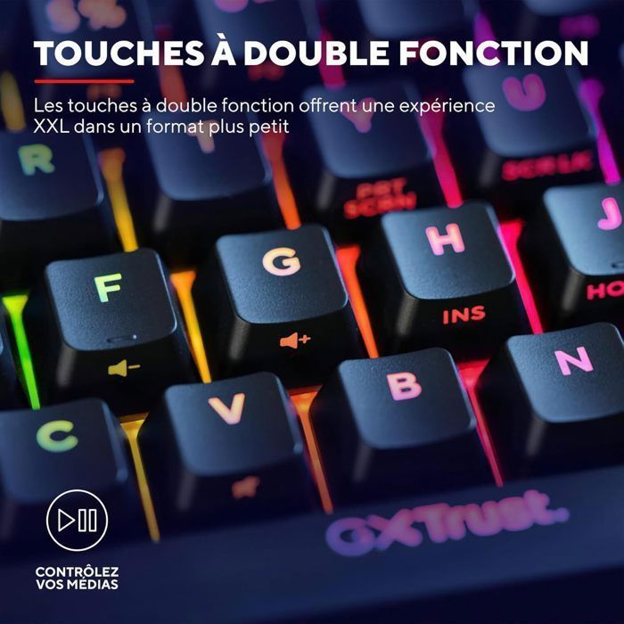 Teclado mecánico para juegos RGB del 60 % - TRUST GAMING - GXT 867 Acira - Interruptores de precisión - Formato compacto - PC