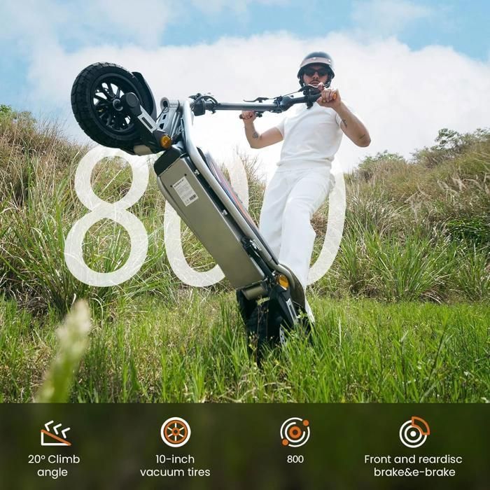 KuKirin A1 – Faltbarer Elektroroller – 10-Zoll-Reifen – 800-W-Motor – 48-V-13-Ah-Akku – 45 km Reichweite – Höchstgeschwindigkeit 45 km/h – Schutzart IPX4