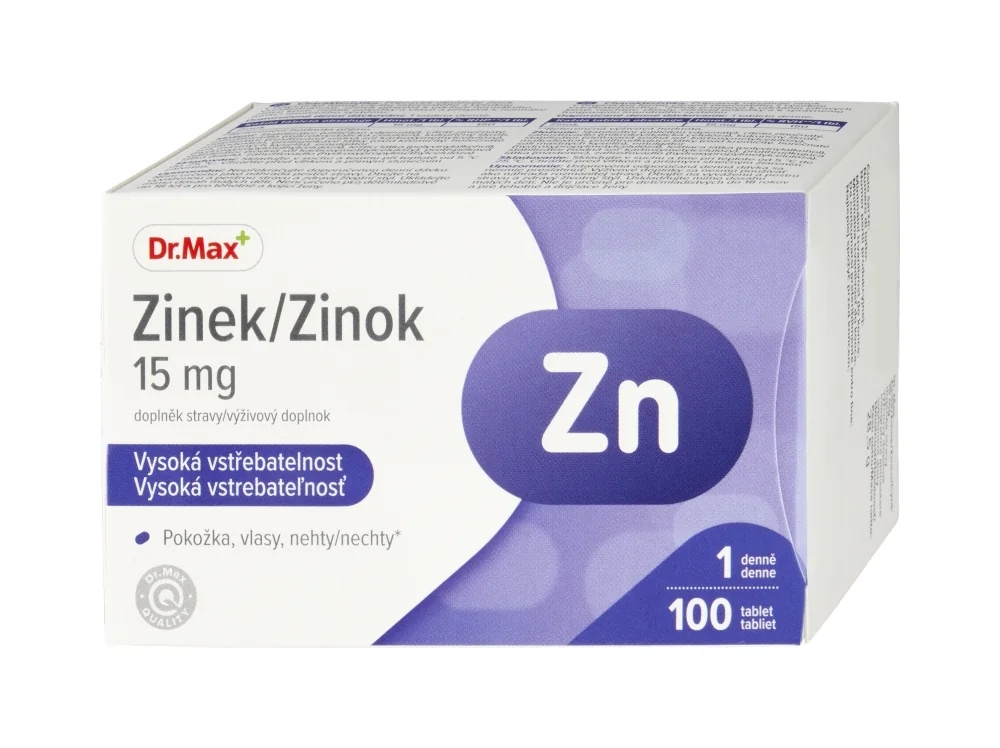 DR. MAX Dr. Max Zinc 15Mg 100Tbl Uztura bagātinātājs ar cinku