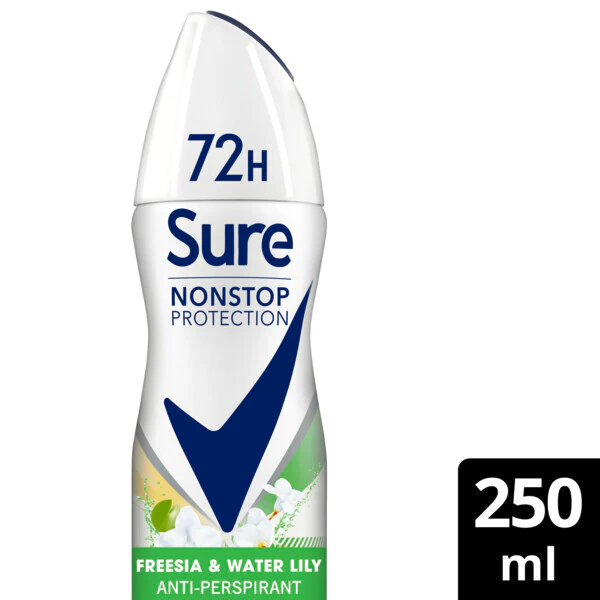 „Sure“ antiperspirantas „Nonstop“ su frezijų ir vandens lelijų aromatu, 250 ml