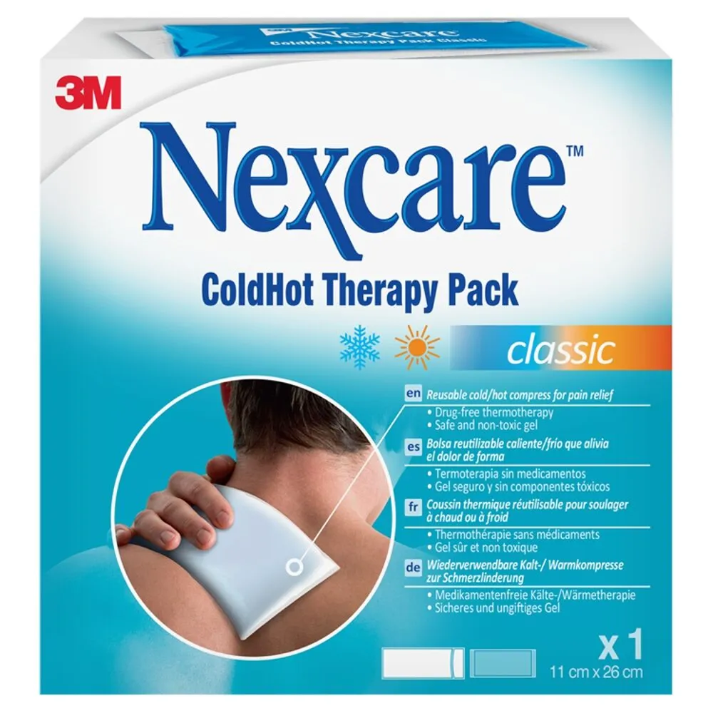 Nexcare ColdHot Therapy Pack Classic, Zimno-ciepły okład żelowy wielokrotnego użytku, 11x26cm