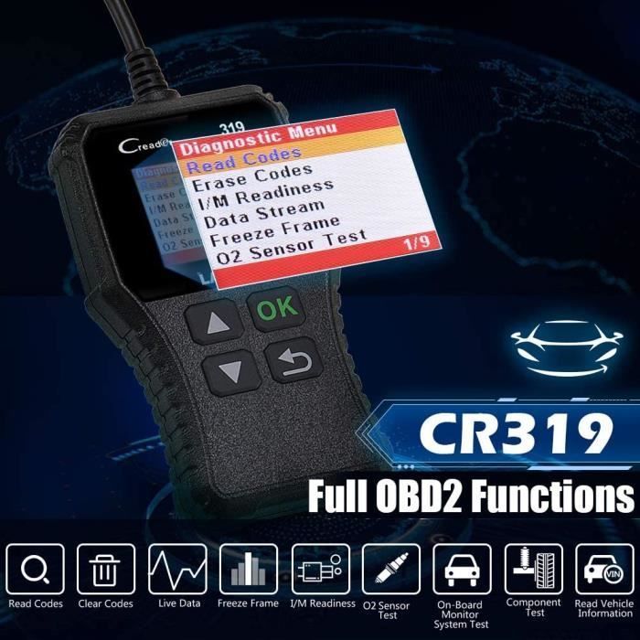 Scanner de diagnóstico automotivo OBD2 - LAUNCH - CR319 - Econômico - Testador EVAP - Compacto