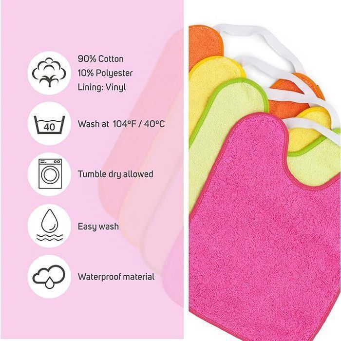 TI-TIN | Set di 4 bavaglini impermeabili per neonati | Chiusura elastica per bambini dai 6 ai 18 mesi | Lavabili in lavatrice | 23x28 cm
