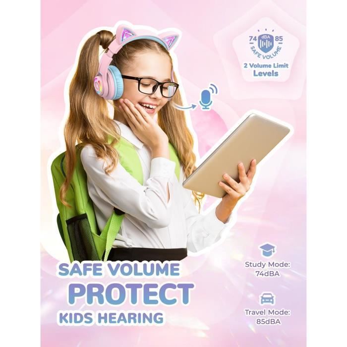Kids Headphones - ICLEVER - BTH13 - Bluetooth - Adjustable Volume - LED