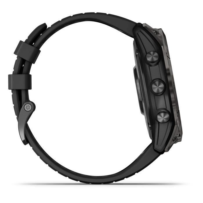 GARMIN - Fenix 7X Pro Solar Edition - High-performance smartwatch - Steel, Gray with black band