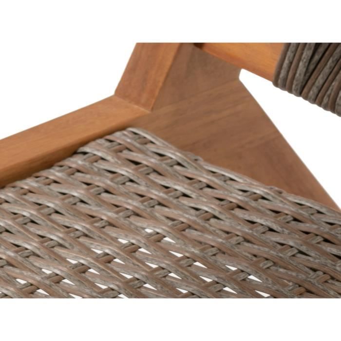 Fauteuil de jardin bas en bois d'Acacia FSC et en résine tressée - BORA - l60xP76xH73 cm