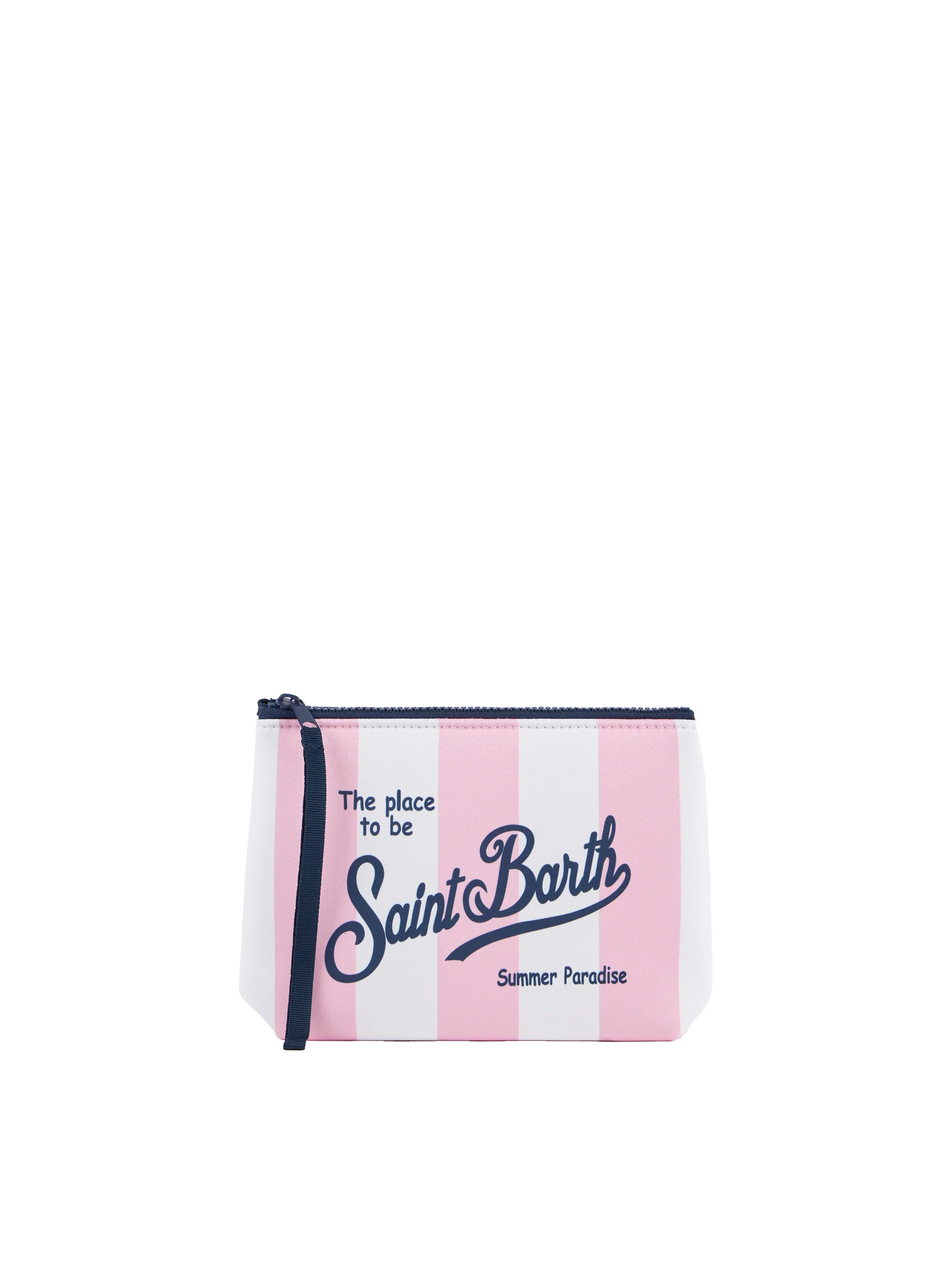 Aline scuba clutch met roze gestreepte print