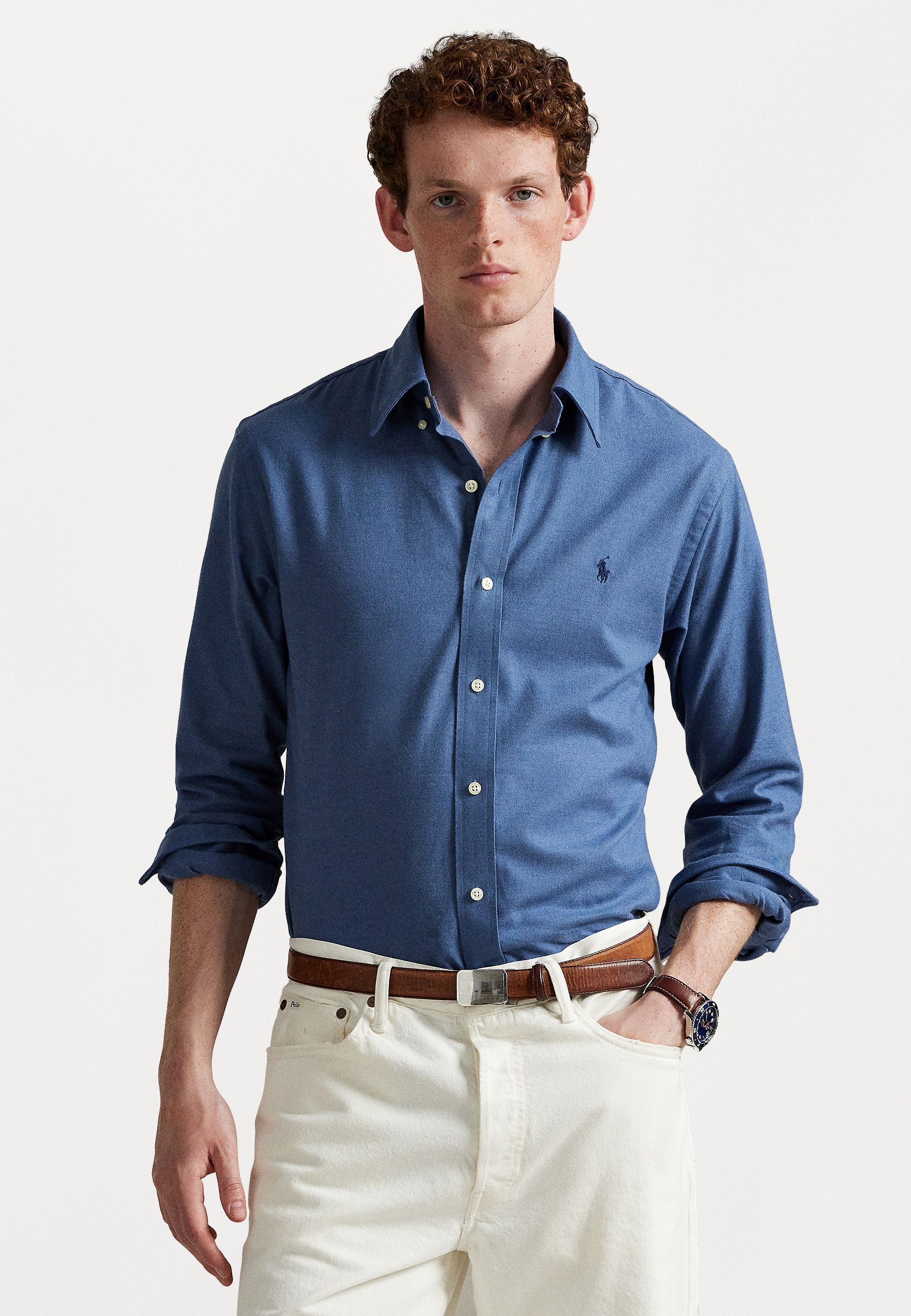 Polo Ralph Lauren CUSTOM FIT PERFORMANCE TWILL SHIRT - Shirt - lattice blue heather