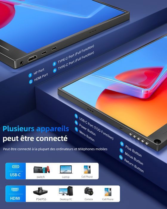Monitor portatile UPERFECT da 16 pollici, 2560*1600 2K, rapporto di contrasto 1500:1 | luminosità 400 cd/m² | compatibile al 100% con VESA sRGB