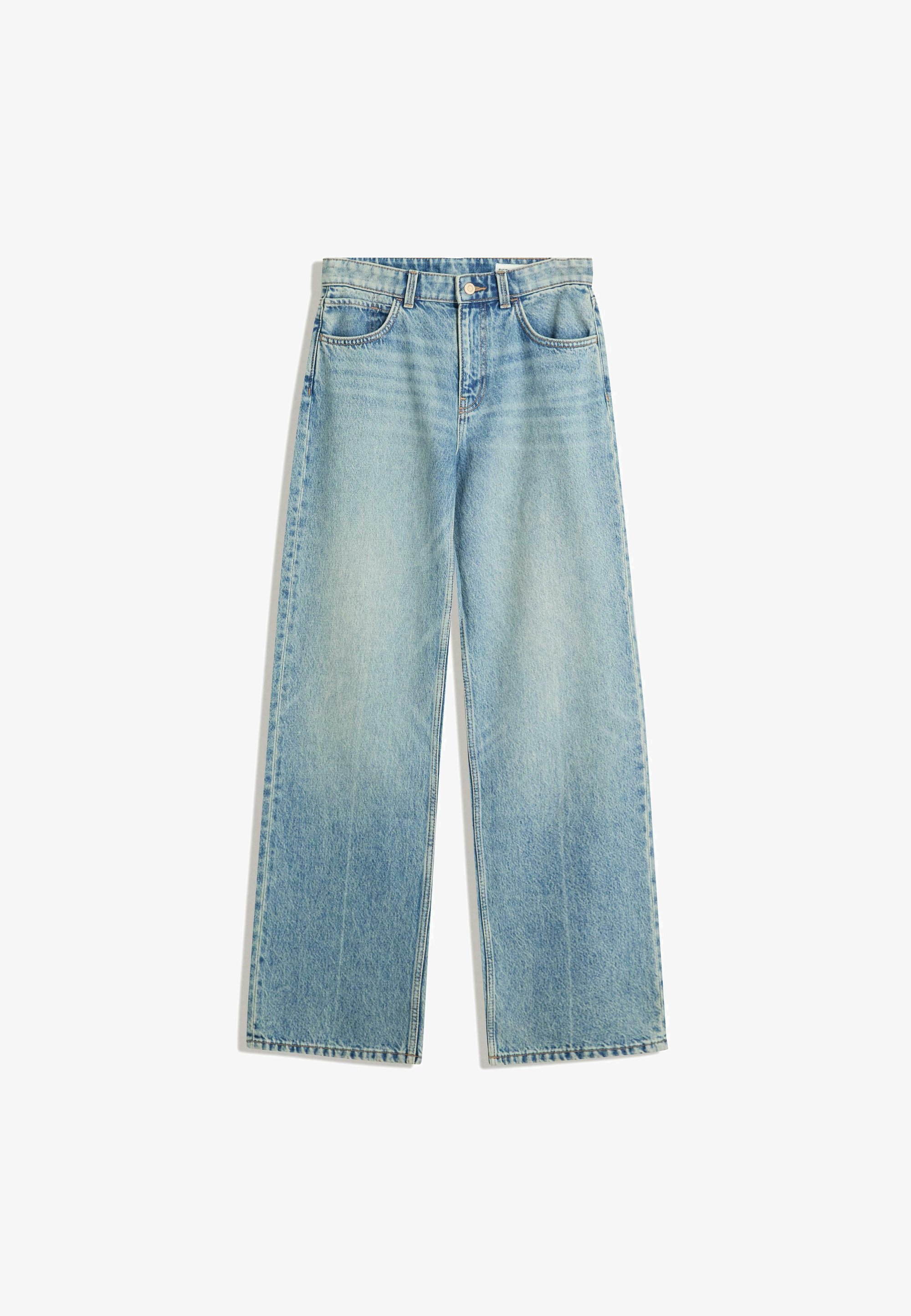 Bershka WIDE - Jeans mit geradem Bein - hellblauer Denim