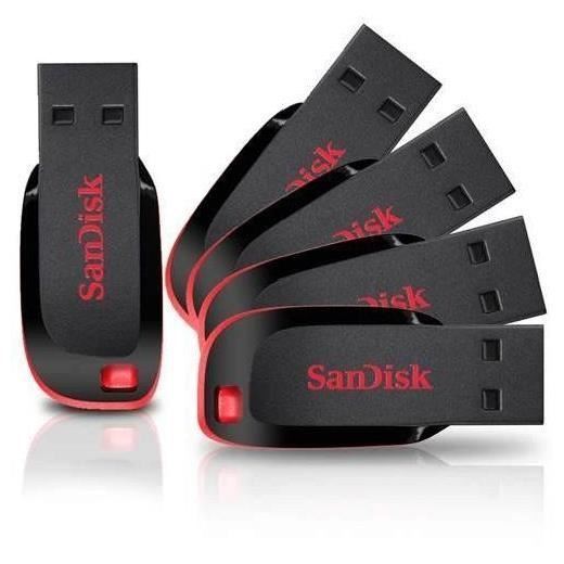 5 x SanDisk Cruzer Blade 8GB USB Flash Drives (five-pack)