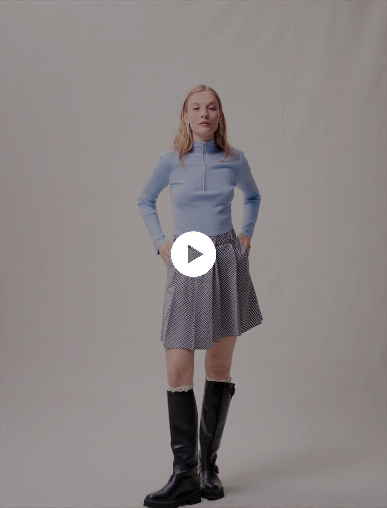 Asymmetrische rok - Blauw/grijs