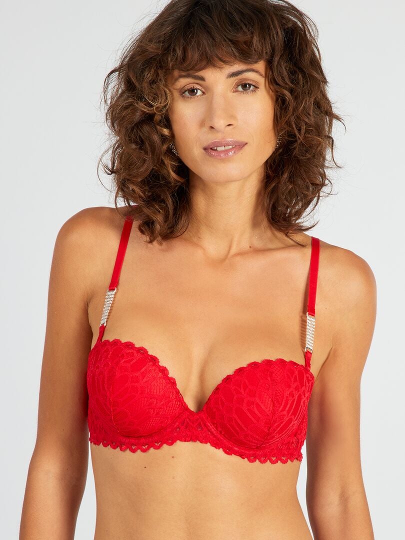 Push-up bh met juweeldetails - ROOD