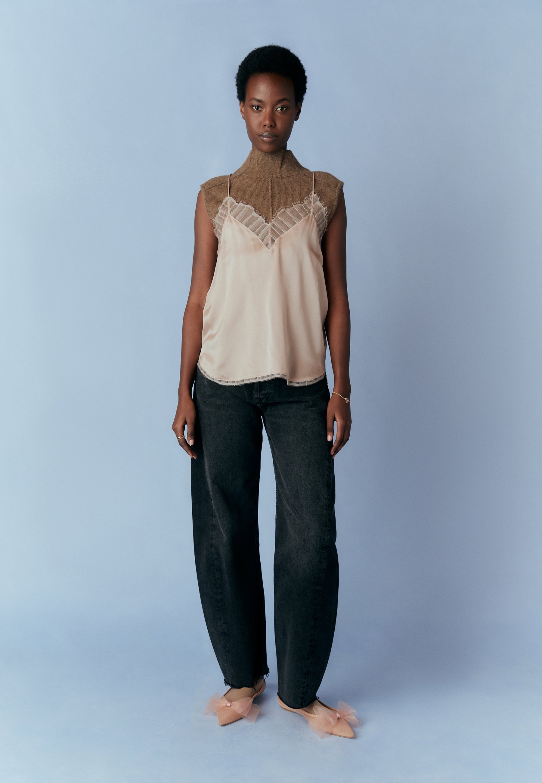 Agolde LUNA PIECED - Calça jeans de modelagem relaxada - preta lavada