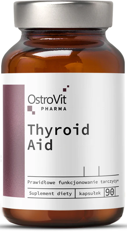 Cápsulas do suplemento alimentar OstroVit Thyroid Aid para o bom funcionamento da tireoide.