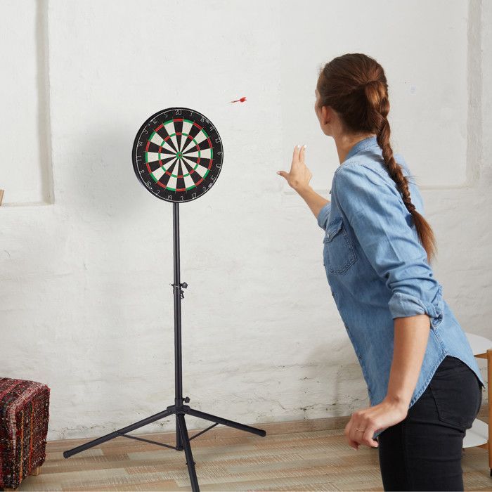 Relaxdays dartbordstandaard, mobiel en in hoogte verstelbaar, ijzer, HWD: 195 x 115 x 100 cm, zwart