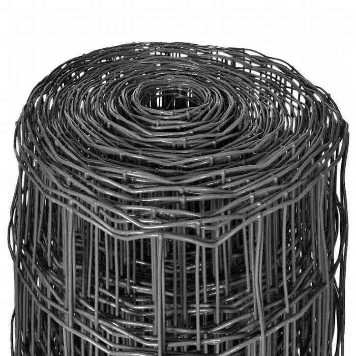 Recinzione in acciaio Euro - MEUBLECHIC - 10x1,2 m - Grigio - Filo d'acciaio rivestito in PVC - Resistente ai raggi UV - Antiruggine