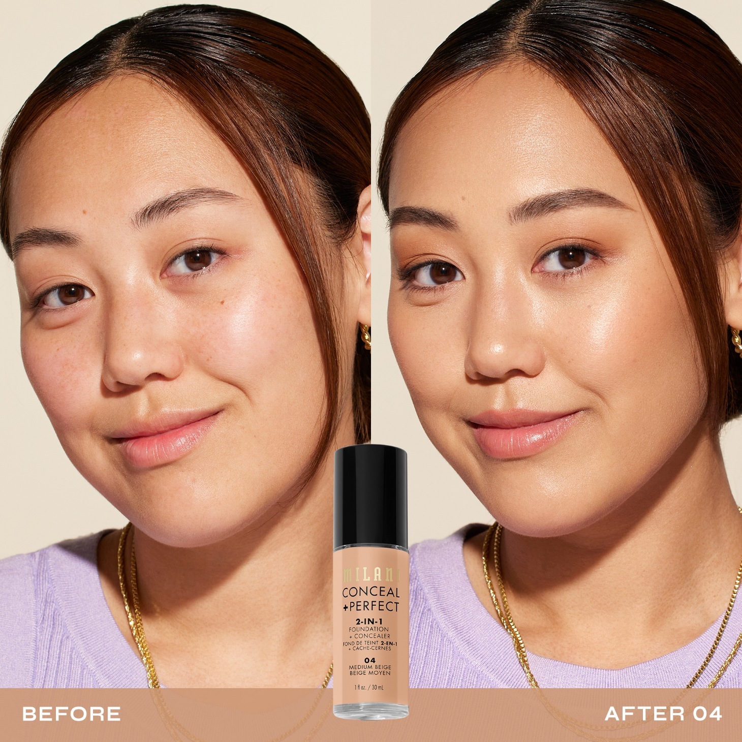 Milani Foundation 2-in-1 korektors + - 30 ml