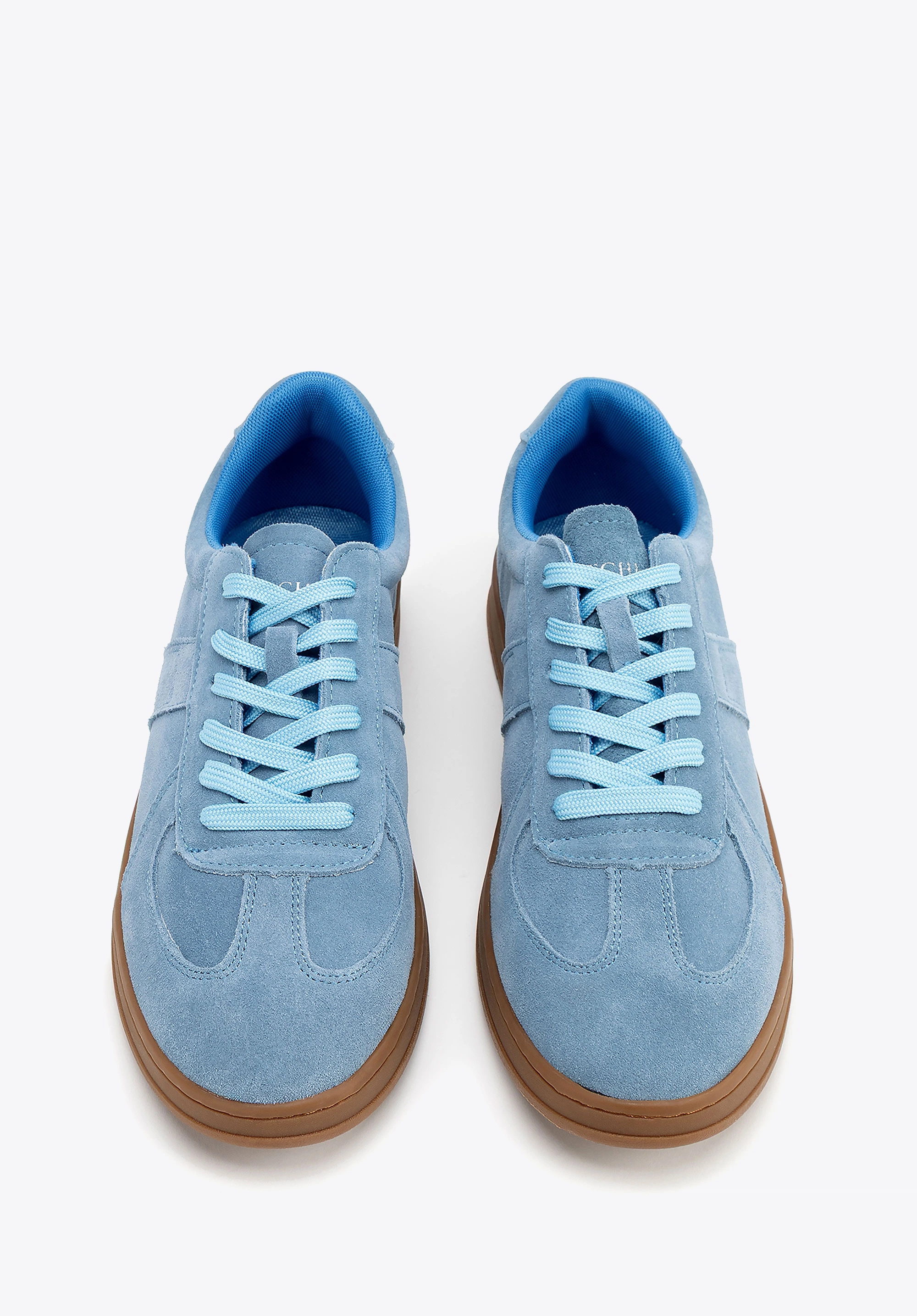Sneakersy męskie ze skóry zamszowej niebieskie