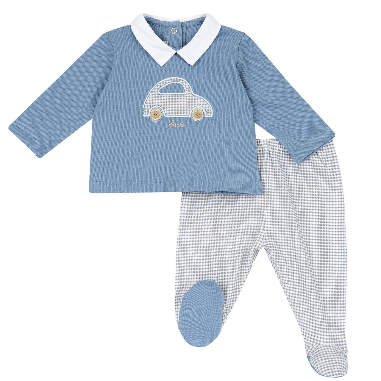 Set cămașă și pantaloni cu picioare de mașină