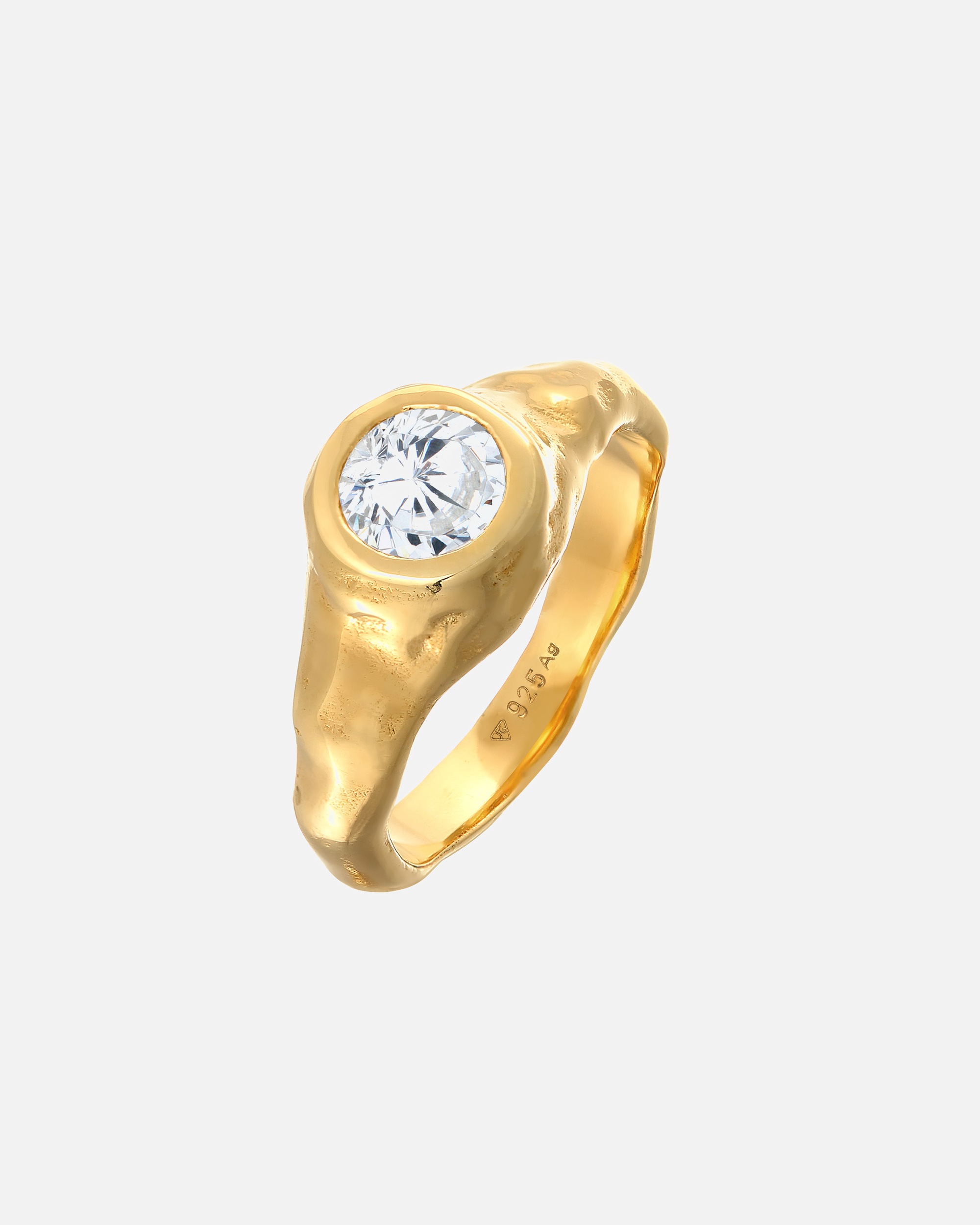 Elli PREMIUM Elli PREMIUM Bague Femmes Sceau Organic Design avec cristal de zirconium en argent sterling 925 plaqué or