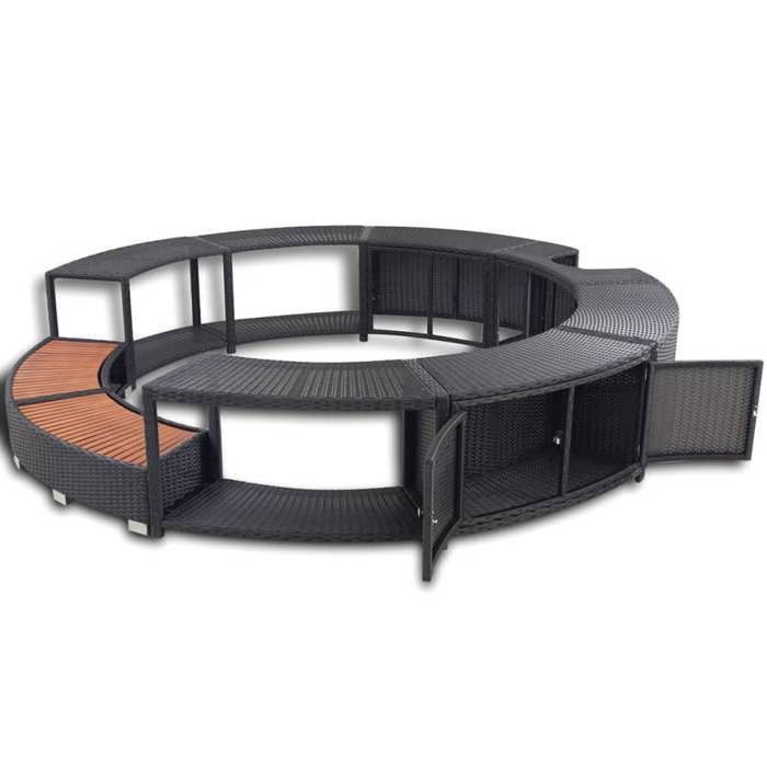 Estructura para jacuzzi vidaXL, estructura para spa resistente a la intemperie, cerramiento para spa, escalón de acceso para spa, resina negra 41454