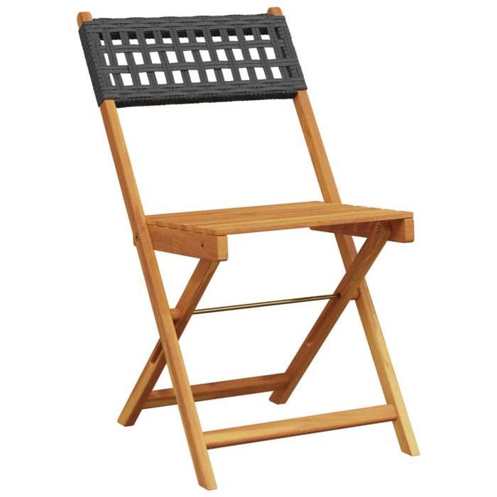 Sedie da giardino pieghevoli - vidaXL - Set da 8 - Nere - Poly rattan - Legno massello di acacia - 41x52,5x80 cm