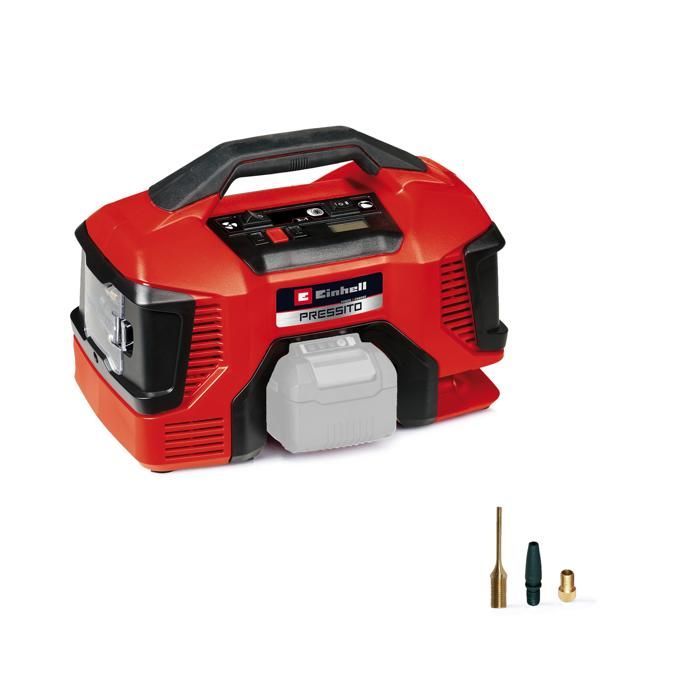 Compresor inalámbrico Einhell PRESSITO 18/21 Power X-Change (18 V, apagado automático). Se suministra sin batería ni cargador.