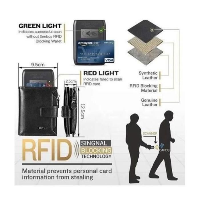 Portefeuille Homme Cuir PU JINDING Blocage RFID 18 Porte Carte Crédit 2 Compartiment à Billets
