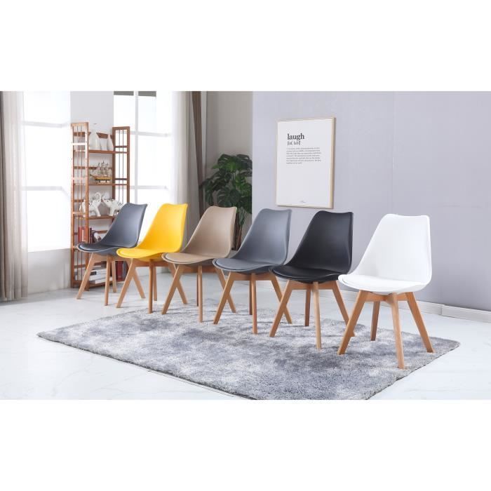 Lot de 6 chaises - MADE4US - Clara - Taupe - Bois massif - Design scandinave