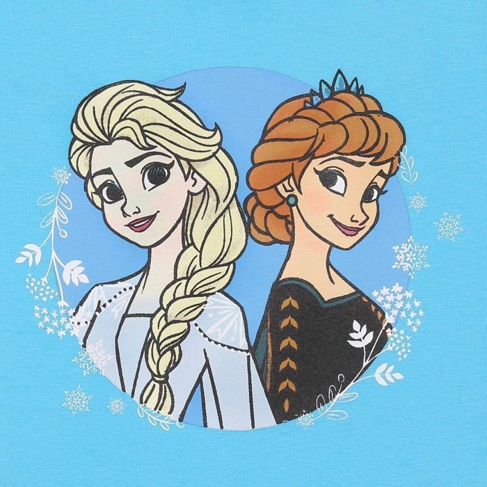Pijama de algodón azul de manga corta para niña con estampado de Anna y Elsa de Frozen, talla 8.