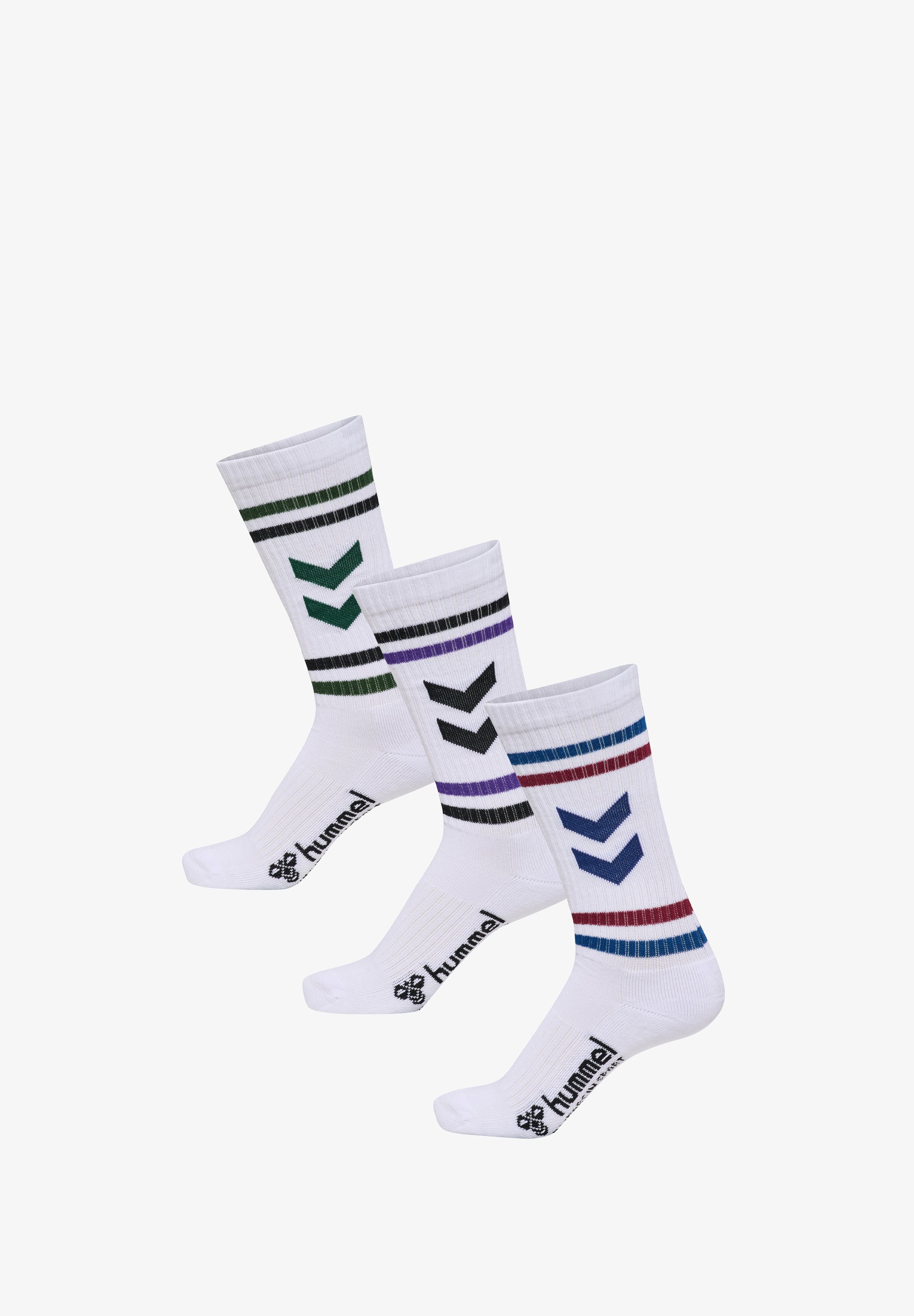 Hummel Confezione da 3 Calzini Sportivi Chevron High Retro - Bianco/Multicolore