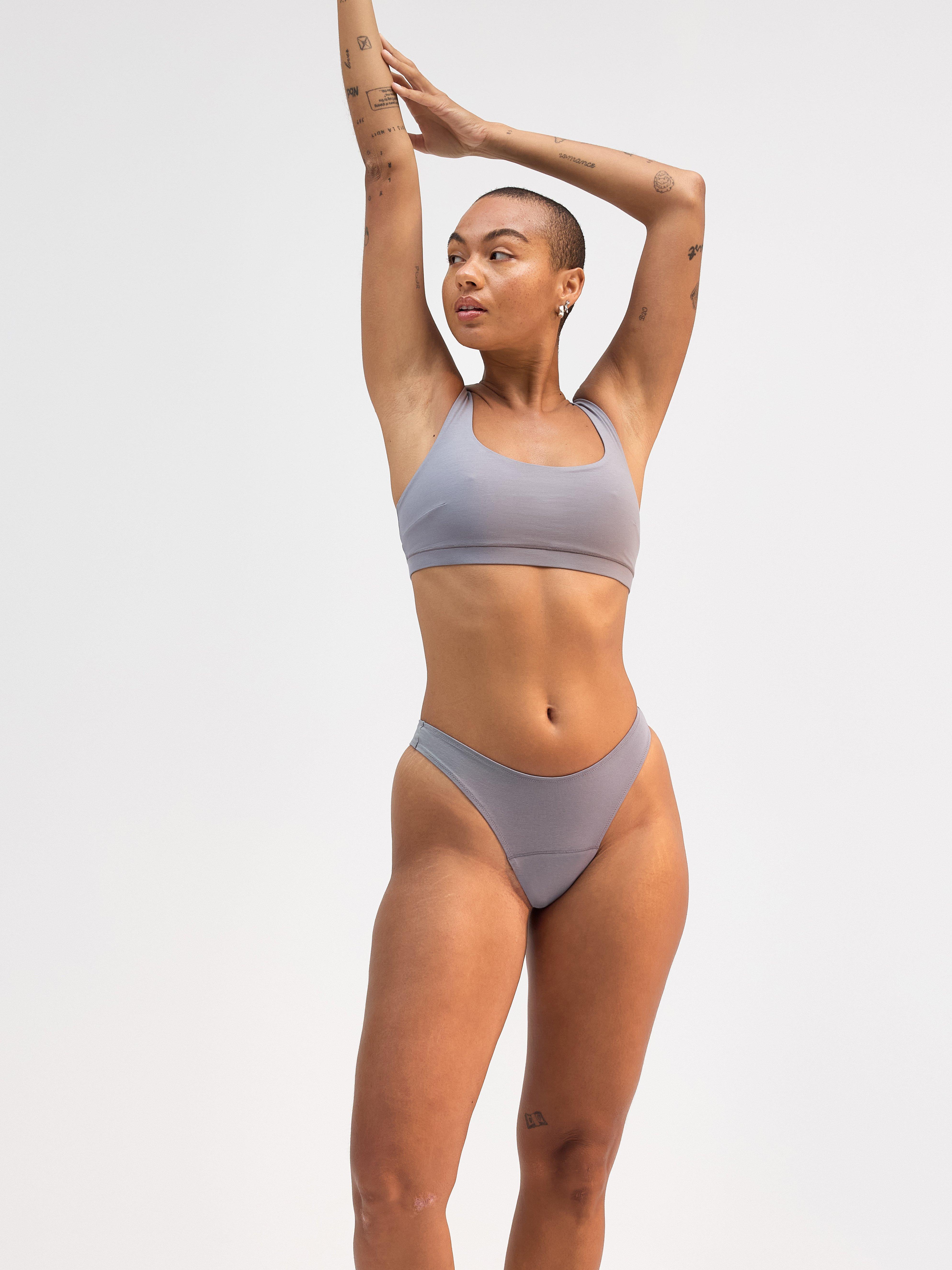 Lett absorberende menstruasjonstruser – thong – Female Engineering Grey