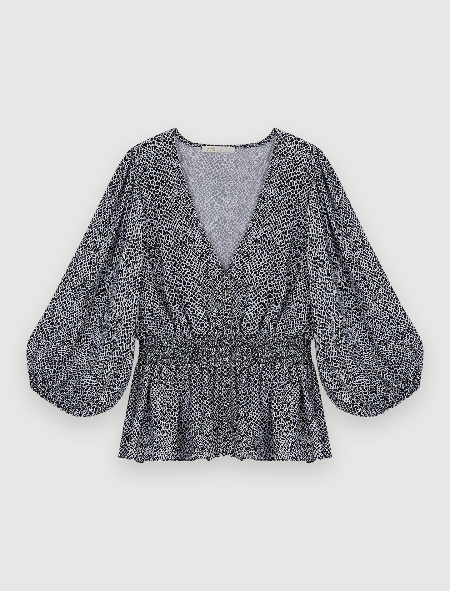 Top din vascoza cu imprimeu fluid - Animalier Noir Blanc