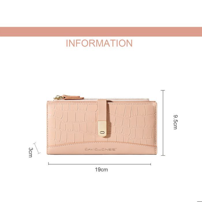 David Jones - Portafoglio da donna di grande capacità - Portamonete lungo in pelle PU, elegante porta carte di credito - Nero