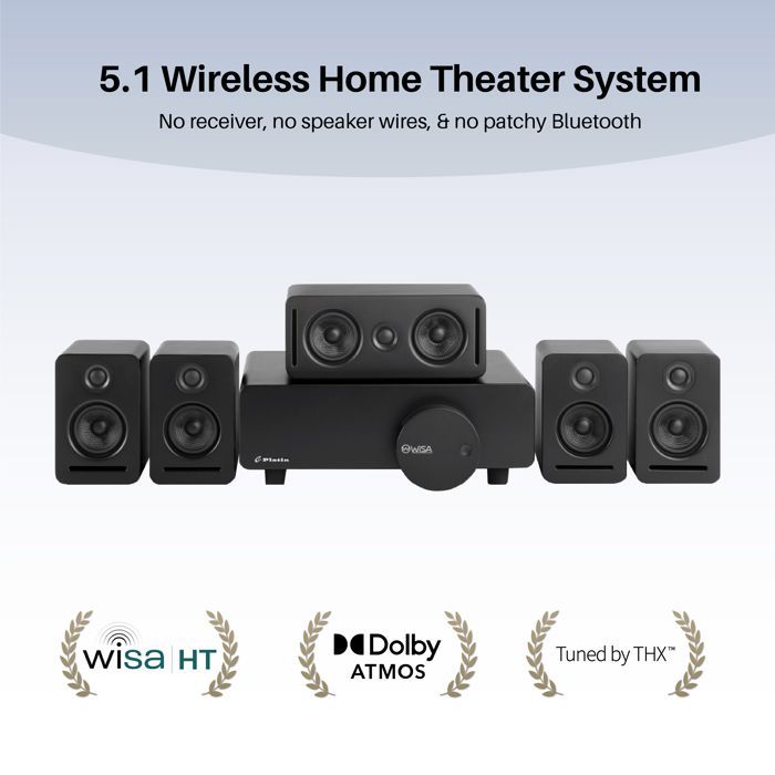 PLATIN Home Cinema System, 5.1 Stereo Surround Sound, Dolby Sound, App Control, WISA Certified, Black