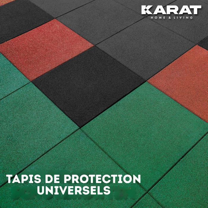1 x Protective Tile, Shock-absorbing Surface, 50 x 50 cm, Thickness: 30 mm, Black