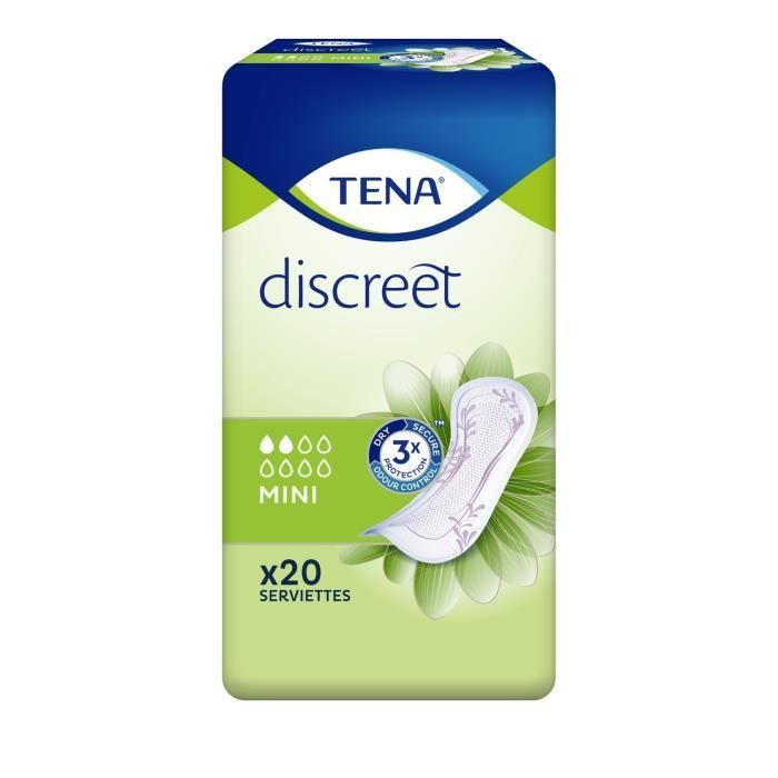 TENA Discreet mini sanitary pads - Pack of 5 packs of 20 - Leak barrier - Light flow