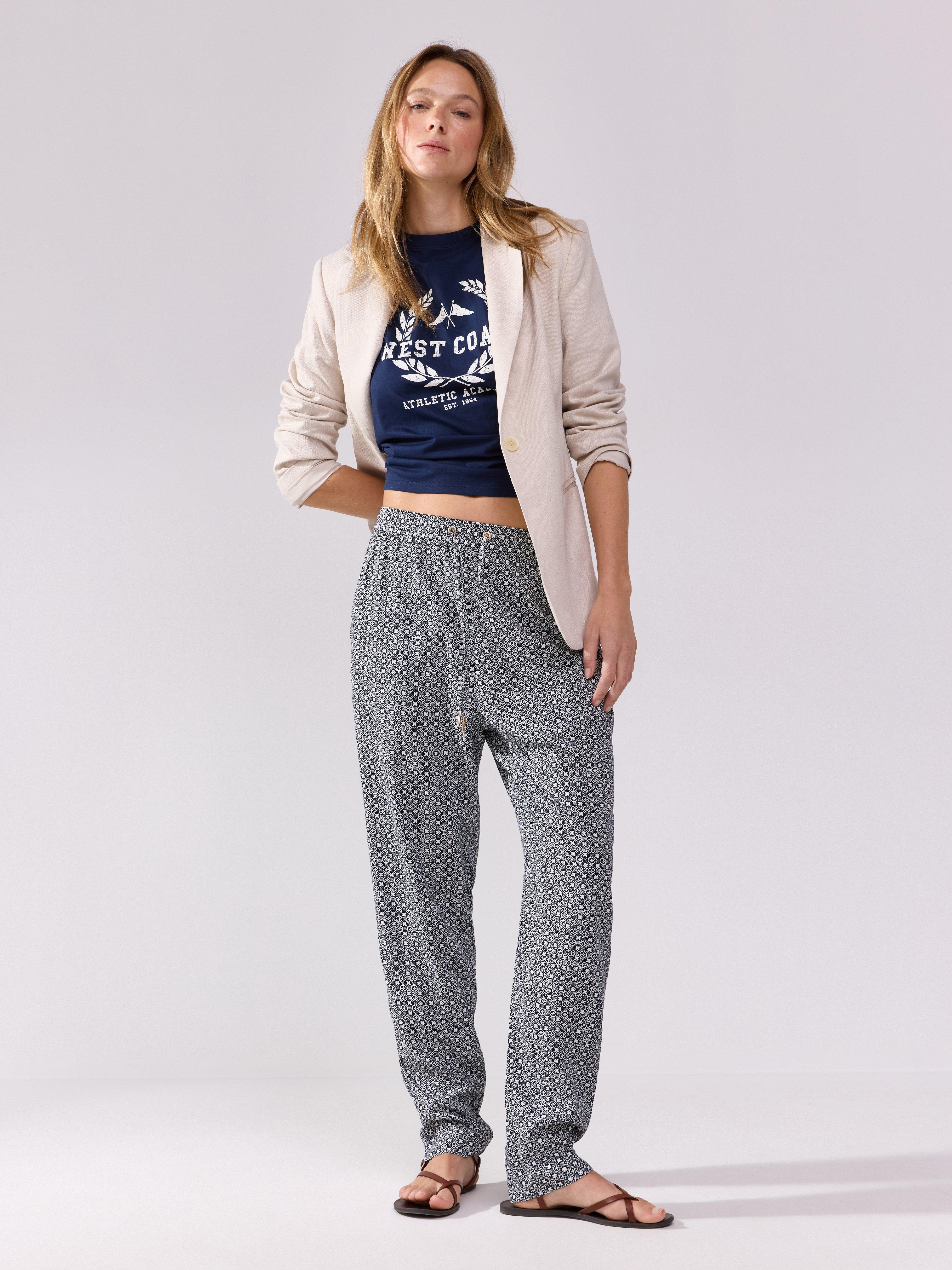 Calça cropped afunilada AVA azul marinho escuro