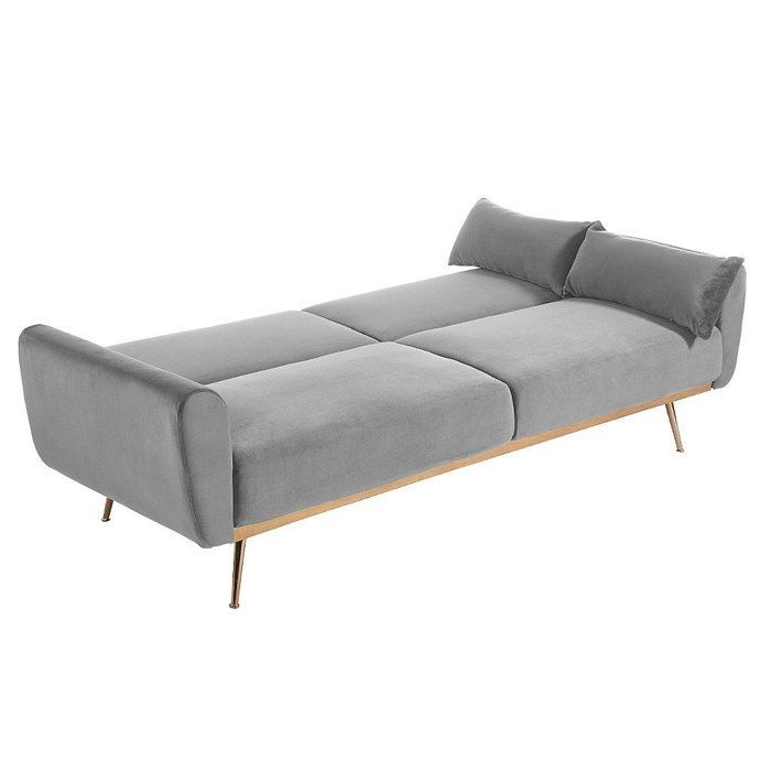 Sofá cama convertible de 3 plazas LAUNEI en terciopelo - Gris claro