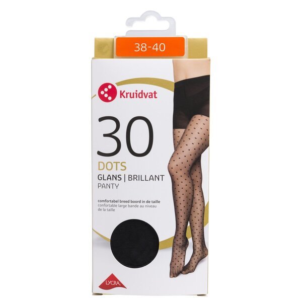 Kruidvat Dots Gloss 30 denų taškuotos pėdkelnės<br>juodos, 38-40 dydis