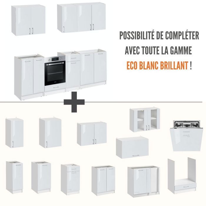 Cucina completa ECO bianco lucido 240 cm - Cuisineandcie