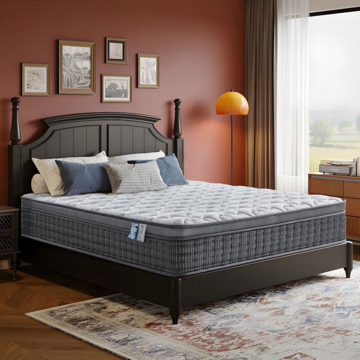 Materasso ibrido extra spesso 26 cm (160x200 cm), con molle insacchettate e schiuma multistrato, resistente, traspirante e ad alta resilienza.