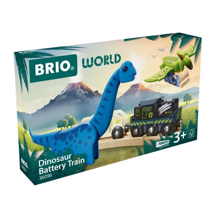 Trenino elettrico a batteria Brio Dinosaur - Dinosauro incluso - per set di trenini in legno - Età 3+ - Brio World - 36096