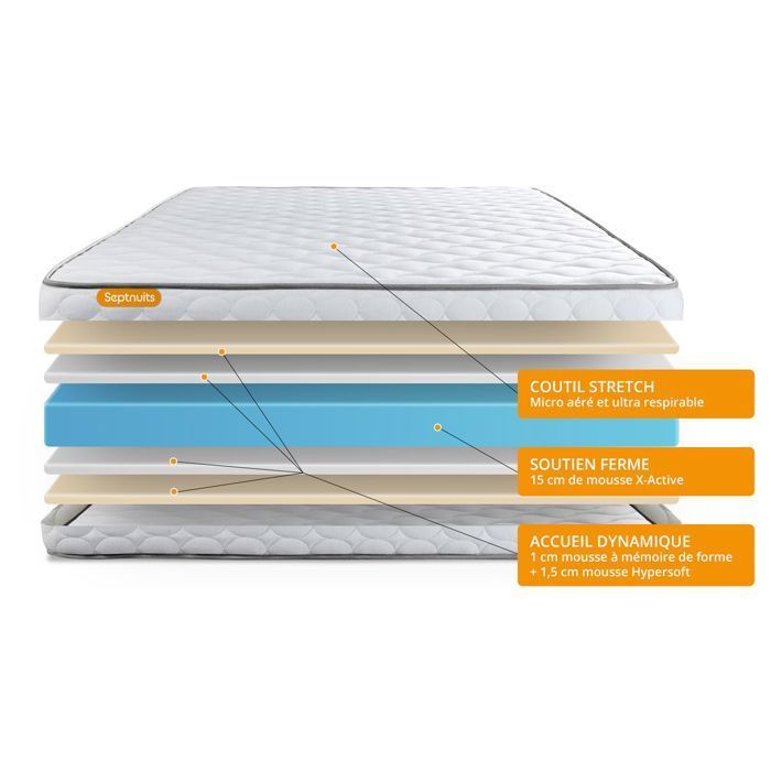 Base de cama y colchón de espuma viscoelástica de 140x200 cm - 20 cm de grosor - Extra firme - Gris