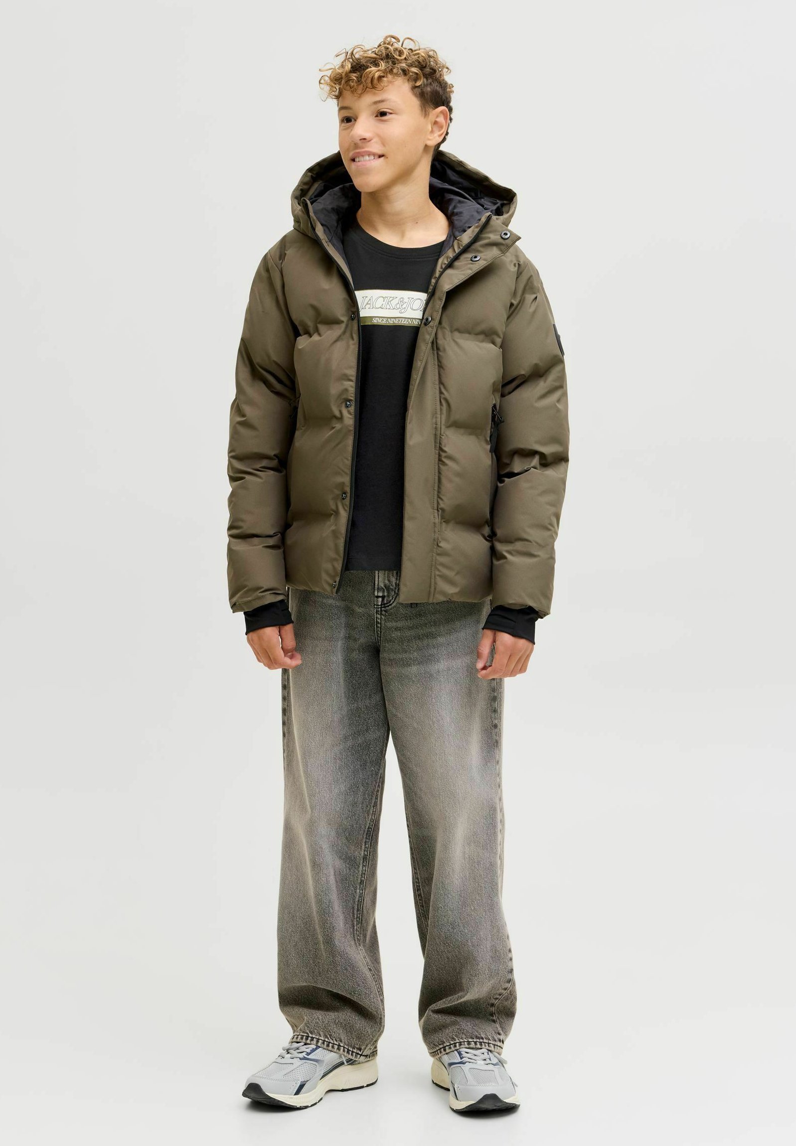 Jack & Jones Junior JORINWOOD BLOCK BRANDING T-shirt - Top met lange mouwen - zwart