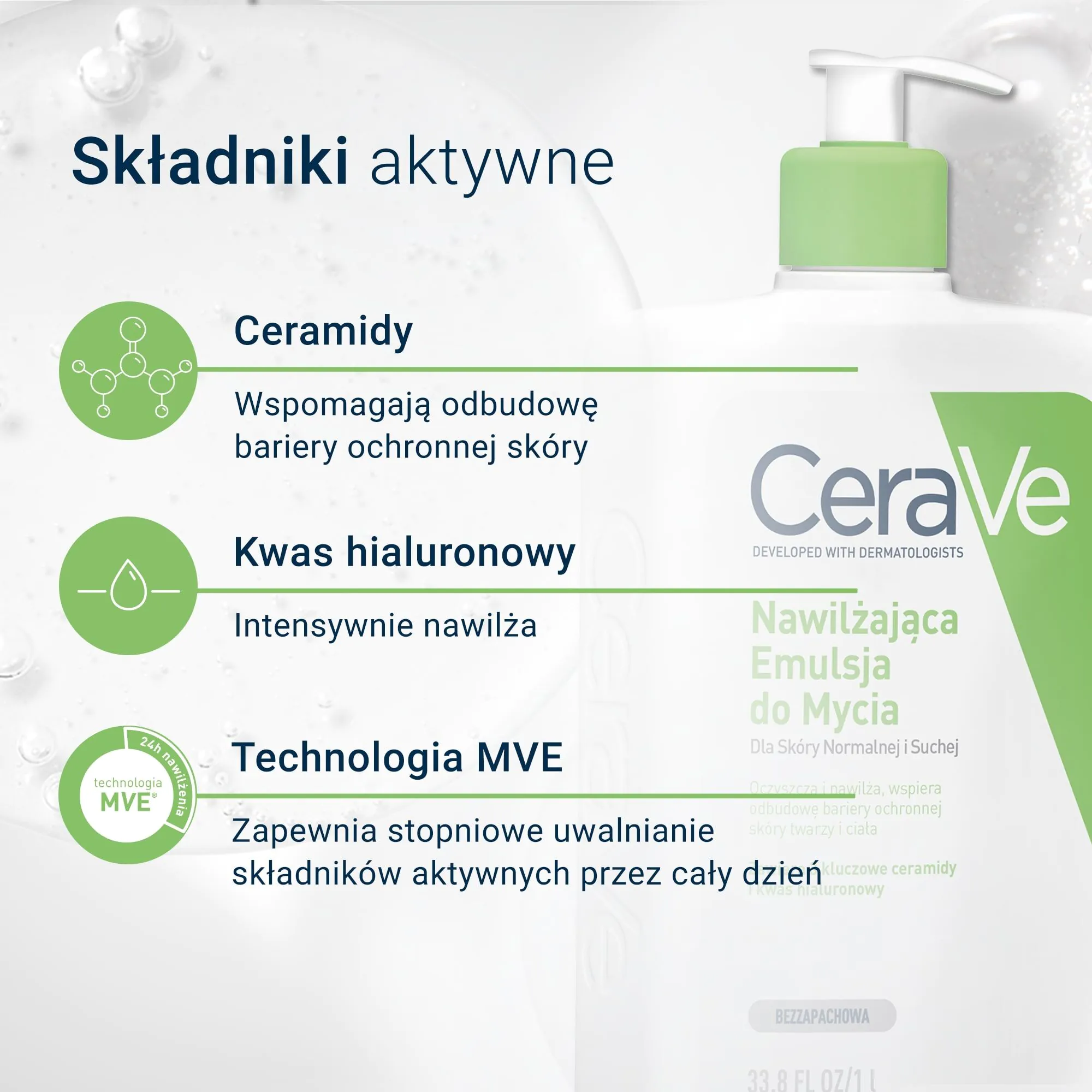 CeraVe Nawilżająca emulsja do mycia skóry suchej i normalnej, 1000 ml